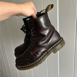 Oxblood slip resistant Dr. Marten boots